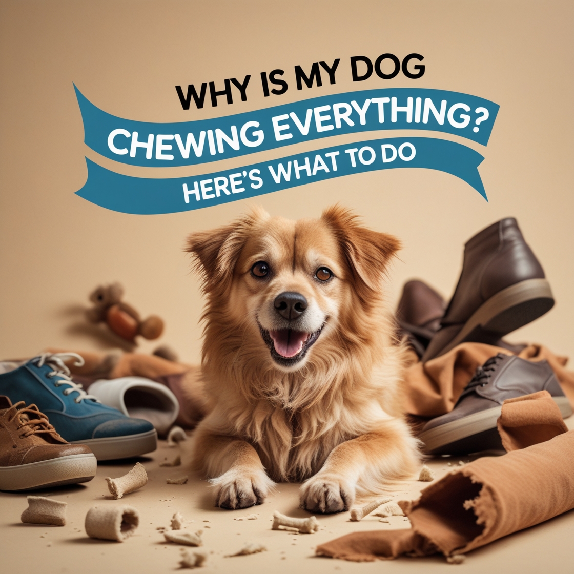 Puppy teething and biting a rubber toy