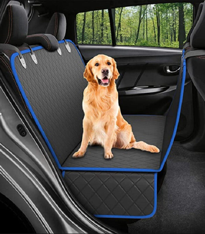 Waterproof Dog Car Seat Hammock with Mesh View & Pocket – Back Seat Protector for Pet Travel